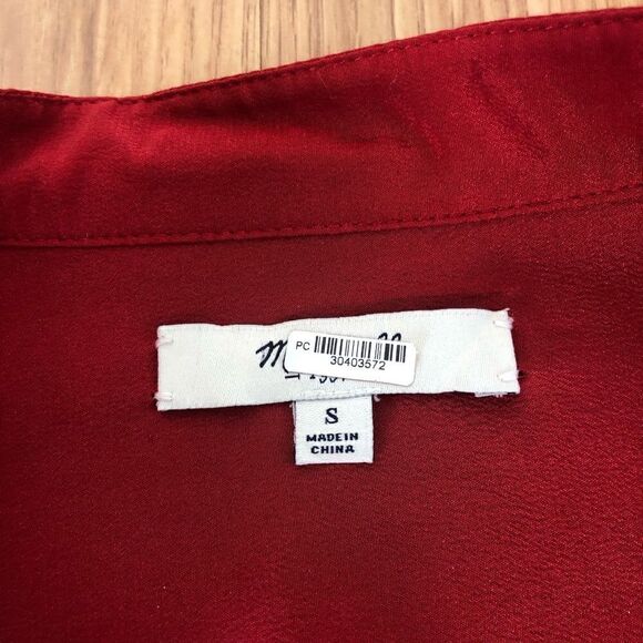 Madewell Ballad Red Silk Embroidered Tunic Long Sleeve Blouse Top - Picture 10 of 10
